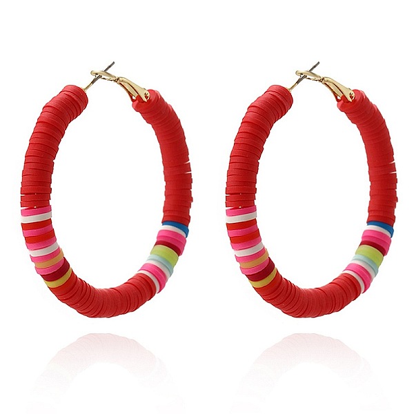 

PandaHall Bohemia Style Colorful Clay Beads Hoop Earrings, Ring Other