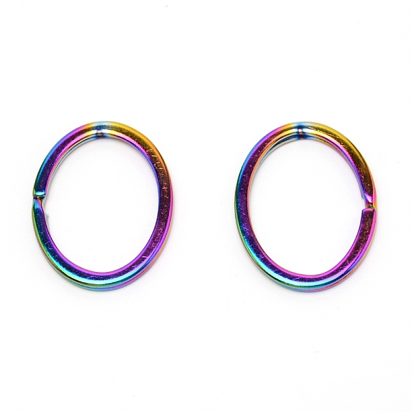 

PandaHall Iron Split Key Rings, Keychain Clasp Findings, Oval, Rainbow Color, 36.5x28x3mm, Inner Diameter: 30.5x22.5mm Iron Oval