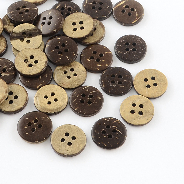

PandaHall 4-Hole Flat Round Coconut Buttons, Coconut Brown, 15x3mm, Hole: 2mm Coconut Flat Round Brown