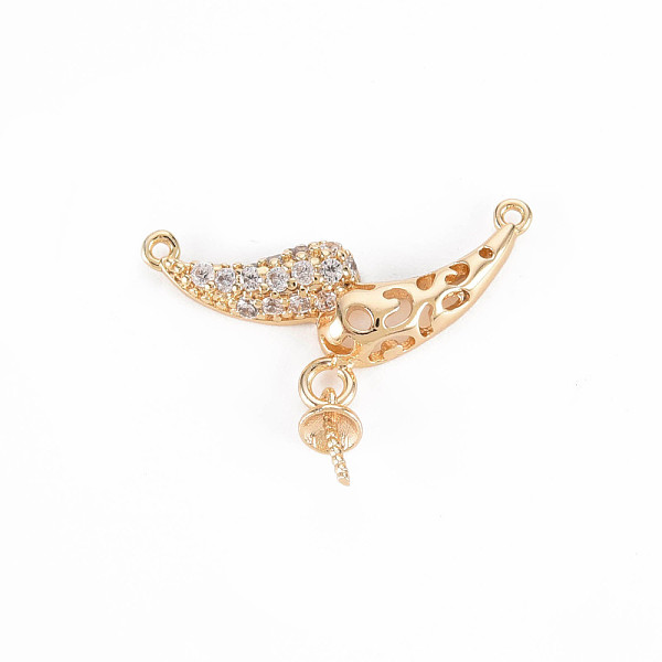 

PandaHall Brass Micro Pave Clear Cubic Zirconia Peg Bails Links Connectors, for Half Drilled Bead, Nickel Free, Teardrop, Real 18K Gold...