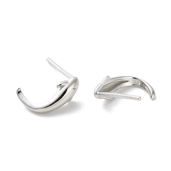 925 Sterling Silver Fish Stud Earrings