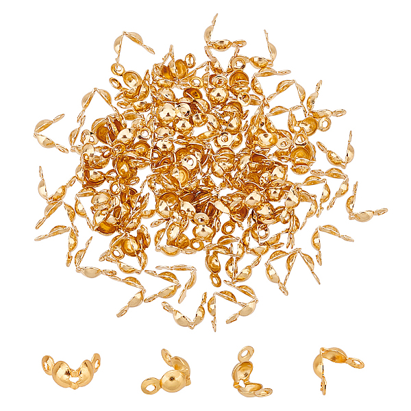 

PandaHall UNICRAFTALE 120pcs Golden Bead Tips Stainless Steel Calotte Ends Open Clamshell Knot Covers Fold-Over Bead Tips Small Hole End...