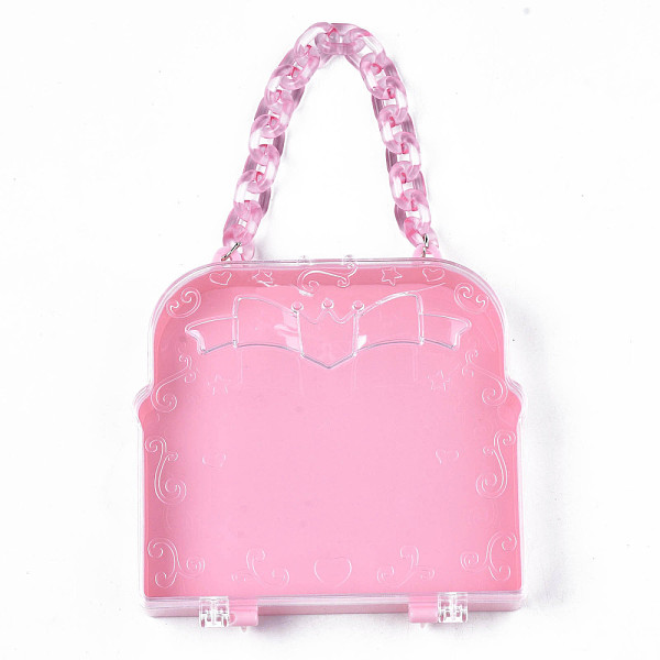 

PandaHall Polystyrene Plastic Bead Containers, Candy Treat Gift Box, for Wedding Party Packing Box, Bag Shapes, Pink, 13.5x13.7x3.5cm, Hole...