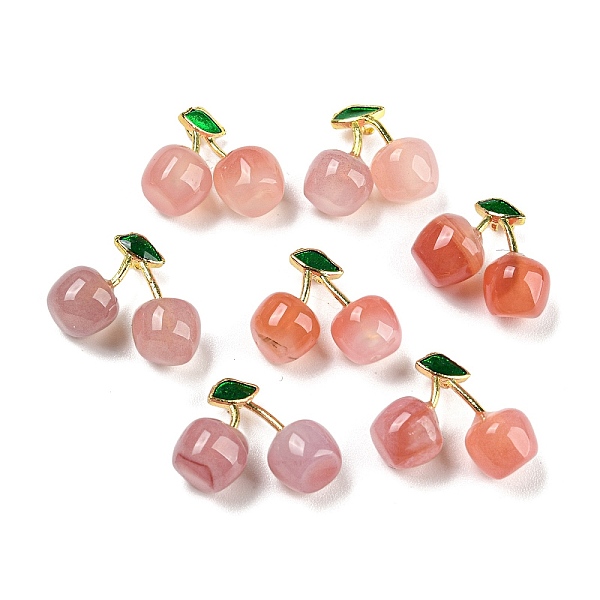 

PandaHall Natural Yan Yuan Agate Pendants, Cherry Charms with Rack Plating Golden Tone Brass Enamel Findings, Long-Lasting Plated...