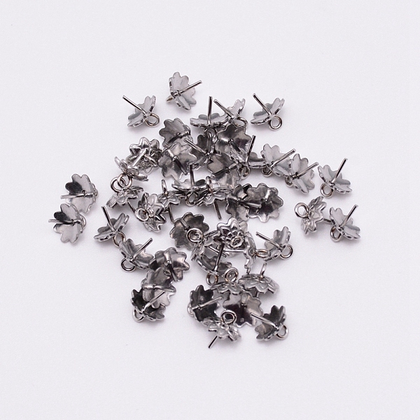 

PandaHall Stainless Steel Peg Bails Pendants, Cup Peg Bails,for Half-Drilled Beads, 8-Petal, Flower, Stainless Steel Color, 8~8.5x7.5x7.5mm...