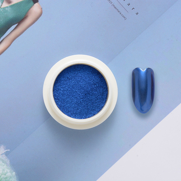 

PandaHall Jar Holographic Chrome Nail Powder Metallic Mirror Effect, with 1Pc Eyeshadow Sticks, for Aurora Pigment Manicure Art Decoration..., Blue