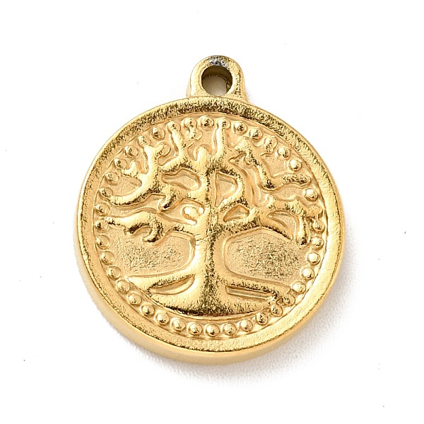 

PandaHall Vacuum Plating 201 Stainless Steel Machine Polishing Pendants, Flat Round with Tree of Life, Golden, 17.5x15x2.5mm, Hole: 1.6mm...