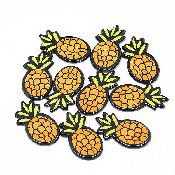 

PandaHall Plastic Cabochons, Pineapple, Goldenrod, 34.5x18x2mm Plastic Fruit Gold