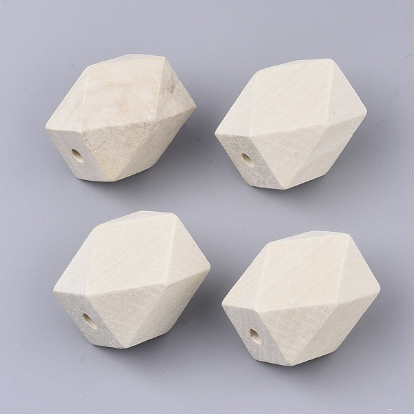 

PandaHall Unfinished Wood Beads, Natural Wooden Beads, Faceted, Polygon, PapayaWhip, 30x22x23mm, Hole: 3.5mm Schima Wood Polygon Orange