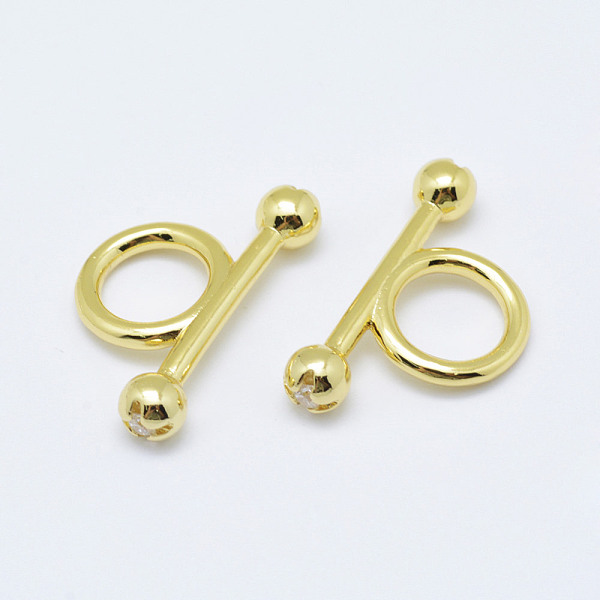 

PandaHall Brass Cubic Zirconia Toggle Clasps, Cadmium Free & Nickel Free & Lead Free, Real 18K Gold Plated, 24x14x5mm, Hole: 8mm Brass...