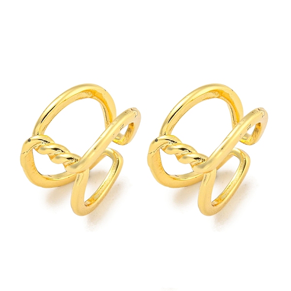 

PandaHall Brass Cuff Earrings, Real 18K Gold Plated, 12x7mm Brass