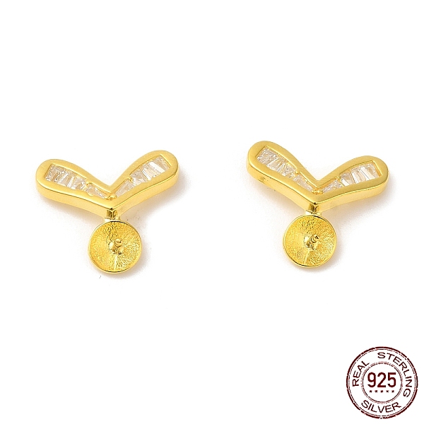 

PandaHall 925 Sterling Silver Stud Earring Findings, with Cubic Zirconia, Heart, for Half Drilled Beads, Real 18K Gold Plated, 12.5x14x2mm..., Clear