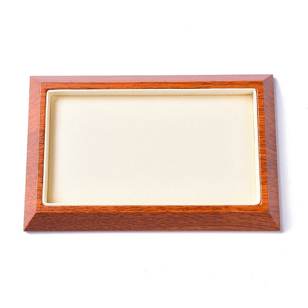 

PandaHall Rectangle Wood Pesentation Jewelry Bracelets Display Tray, Covered with Microfiber, Coin Stone Organizer, Antique White...