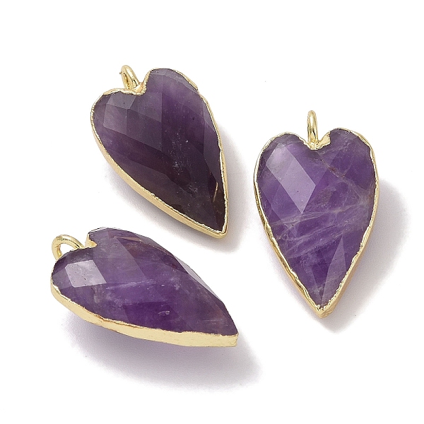 

PandaHall Natural Amethyst Pendants, Faceted Heart Charms, with Golden Plated Brass Edge Loops, 22.5x13x7.5mm, Hole: 3mm Amethyst Heart