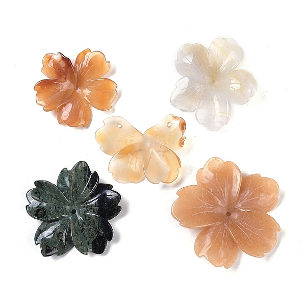 

PandaHall Natural Agate Butterfly Pendant, Flower, 36~59x41.5~58.5x3.5~6.5mm, Hole: 2mm Natural Agate Flower