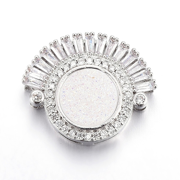 

PandaHall Brass Micro Pave Cubic Zirconia Slide Charms, with Resin, Flat Round & Arch, Platinum, Lemon Chiffon, 22.5x27.5x9mm, Hole: 1.5x5mm...