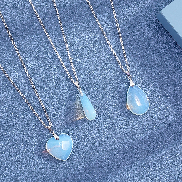 

PandaHall Opalite Pendants, with Iron and Brass Bails, Mixed Shapes, 24pcs/box Opalite Mixed Shapes