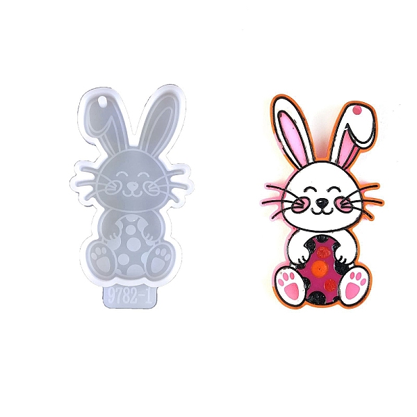 

PandaHall Easter Rabbit Silicone Keychain Pendant Molds, Resin Casting Molds, for UV Resin, Epoxy Resin Craft Making, Egg, 82x45x6mm, Hole..., White