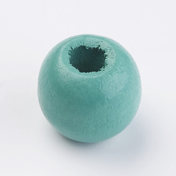 

PandaHall Natural Wood Beads, Dyed, Round, 14x13mm, Hole: 3.5~4.5mm, about 680pcs/500g Wood Round Cyan