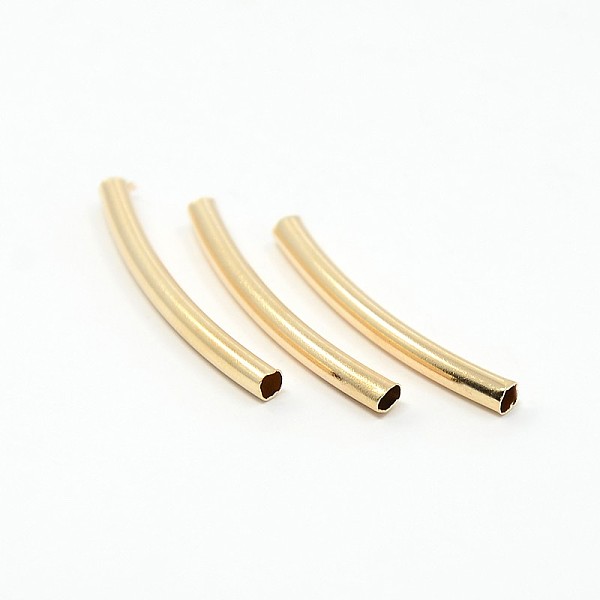 

PandaHall Brass Smooth Curved Tube Beads, Curved Tube Noodle Beads, Light Gold, 40x3mm, Hole: 2mm Brass Tube