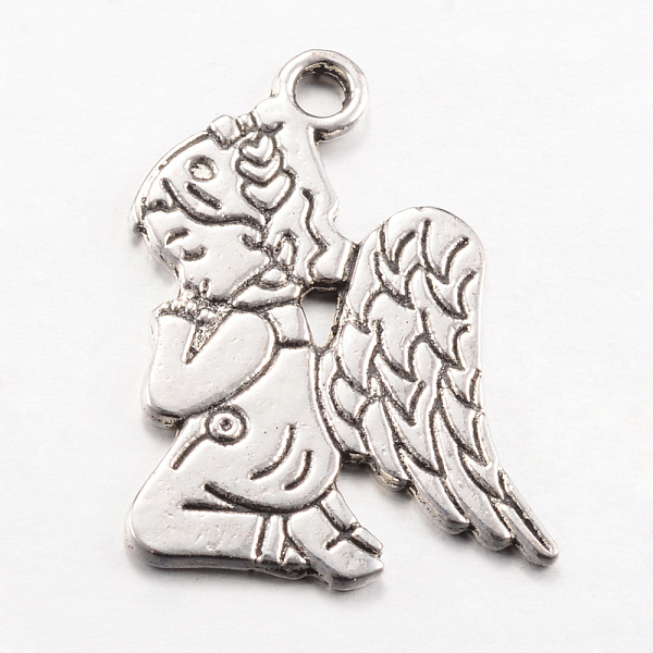 

PandaHall Tibetan Style Alloy Pendants, Praying Angel, Cadmium Free & Lead Free, Antique Silver, 24x17x1mm, Hole: 2mm Alloy Angel & Fairy