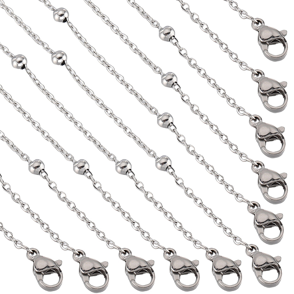 

PandaHall SUNNYCLUE 12Pcs 304 Stainless Steel Satellite Chain Necklaces Set, Stainless Steel Color, 19.69 inch(50cm) 304 Stainless Steel