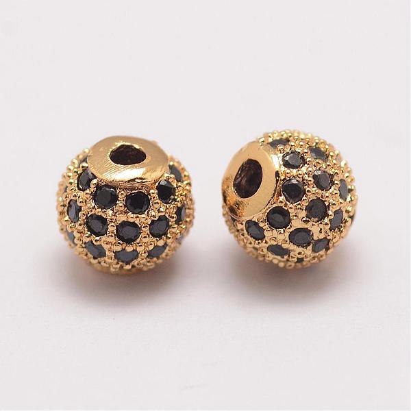 

PandaHall Brass Micro Pave Cubic Zirconia Beads, Round, Golden, 6x5.5mm, Hole: 2mm Brass+Cubic Zirconia Round