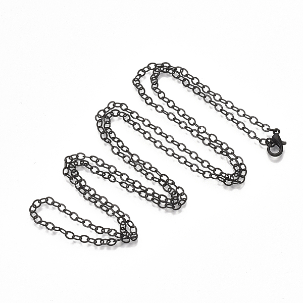 

PandaHall Brass Cable Chain Necklace Making, with Lobster Claw Clasps, Black, 32 inch(81.5cm) Brass Black