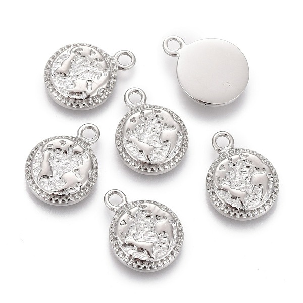 

PandaHall 304 Stainless Steel Charms, Flat Round with Earth, Stainless Steel Color, 14x11x2.5mm, Hole: 1.6mm 304 Stainless Steel Flat Round