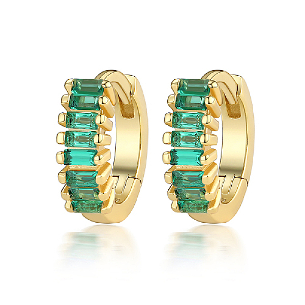 

PandaHall Cubic Zirconia Hoop Earrings, 925 Sterling Silver Earrings for Women, with S925 Stamp, Real 18K Gold Plated, Medium Sea Green...