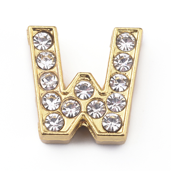 

PandaHall Alloy Slide Charms, with Crystal Rhinestone, Letter, Letter.W, W: 12x12x4.2mm, Hole: 2x8mm Alloy+Rhinestone Letter W