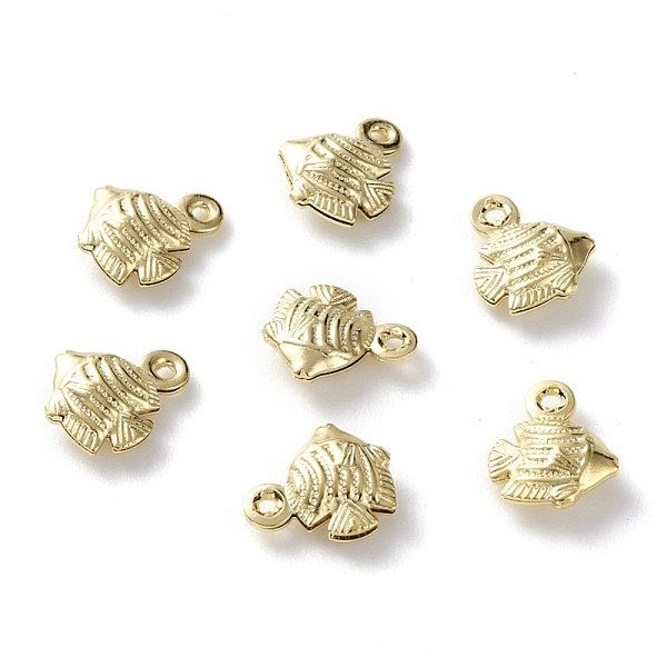 

PandaHall Brass Charms, Fish, Real 24K Gold Plated, 9.5x8x3mm, Hole: 1mm Brass Fish