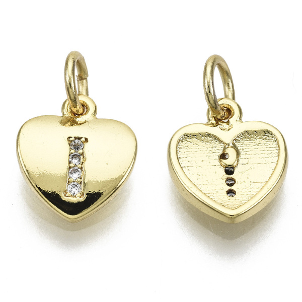 

PandaHall Brass Micro Pave Clear Cubic Zirconia Charms, with Jump Ring, Heart with Letter, Real 16K Gold Plated, Nickel Free, Letter.I...
