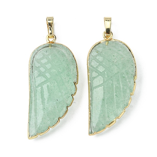 

PandaHall Natural Green Strawberry Quartz Pendants, Wing Charms, with Rack Plating Golden Plated Brass Edge, 39x18x7mm, Hole: 6x4mm...