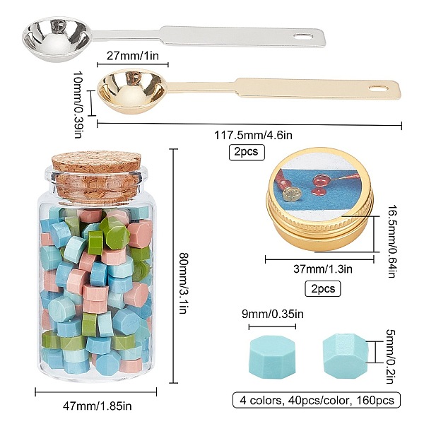 

PandaHall CRASPIRE DIY Wax Seal Stamp Kits, Including Sealing Wax Particles, Paraffin Candles and Iron Spoon, Mixed Color, Sealing Wax..., Multicolor