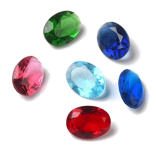 

PandaHall Glass Rhinestone Cabochons, Pointed Back, Faceted, Oval, Mixed Color, 8x6x3.7mm Glass Rhinestone Oval Multicolor