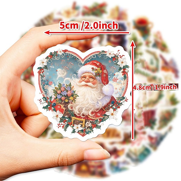 50 X Papieraufkleber Mit Weihnachtsmotiv