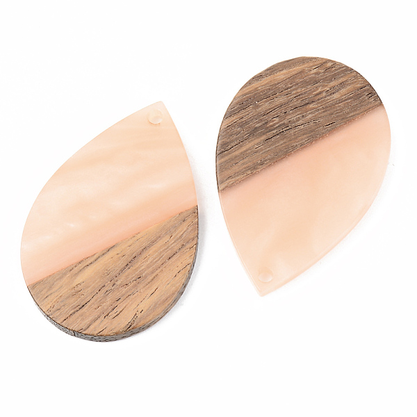

PandaHall Opaque Resin & Walnut Wood Pendants, Teardrop, Light Salmon, 35.5x24.5x3mm, Hole: 2mm Resin+Wood Teardrop
