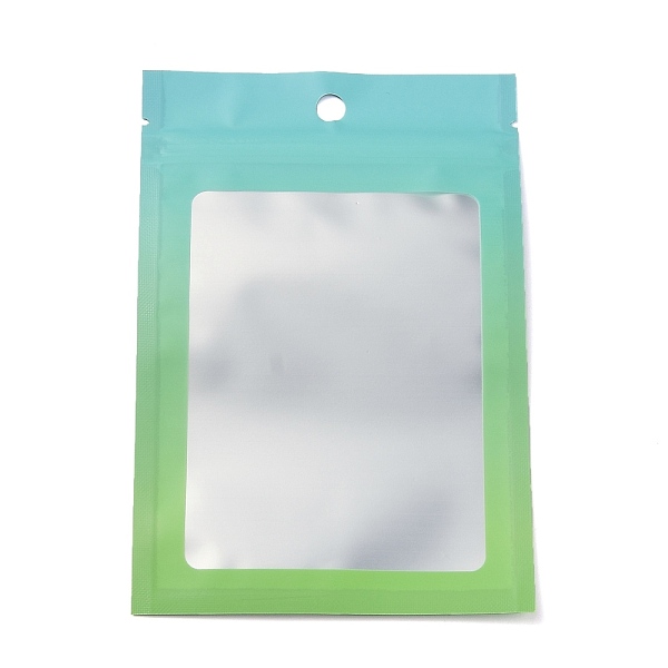 PandaHall Plastic Zip Lock Bag, Gradient Color Storage Bags, Self Seal Bag, Top Seal, with Window and Hang Hole, Rectangle, Green...