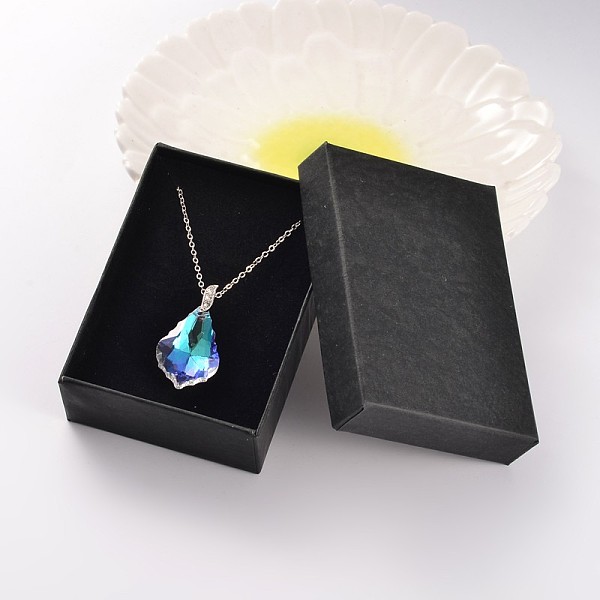 

PandaHall Teardrop AB Color Plated Electroplate Glass Pendant Necklaces, with Platinum Tone Brass Cable Chains, Colorful, 17.9 inch Glass