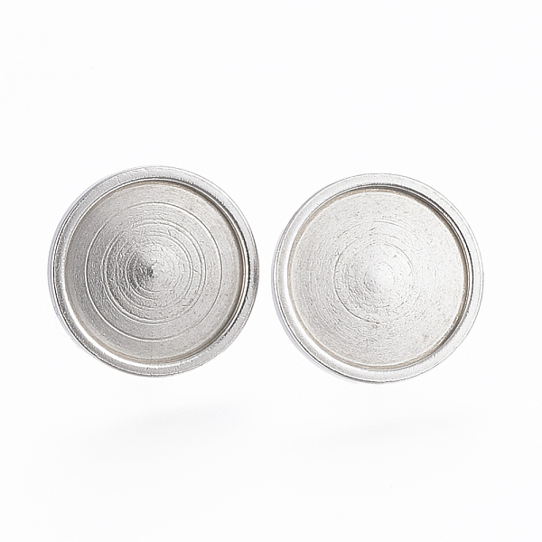 

PandaHall 304 Stainless Steel Stud Earring Findings, Flat Round, Stainless Steel Color, Tray: 12mm, 13x14x2mm, Pin: 0.8mm 304 Stainless...