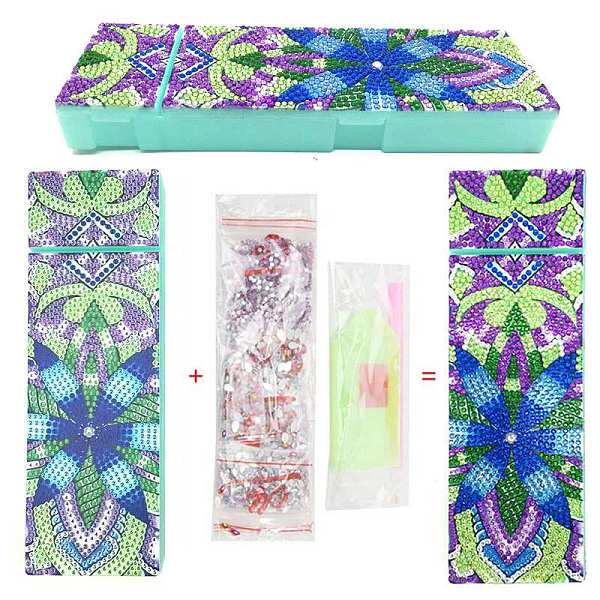 

PandaHall DIY Pencil Case Diamond Painting Kits, Including Resin Rhinestones, Pen, Tray & Glue Clay, Flower Pattern, 70x210mm Resin Flower