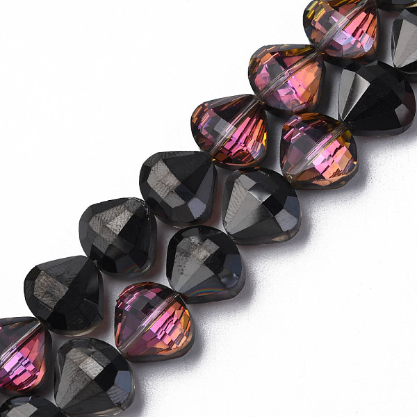 

PandaHall Electroplate Transparent Glass Beads Strands, Half Plated, Faceted, Teardrop, Black, 10.5x12x6.5mm, Hole: 1mm, about 60pcs/strand...