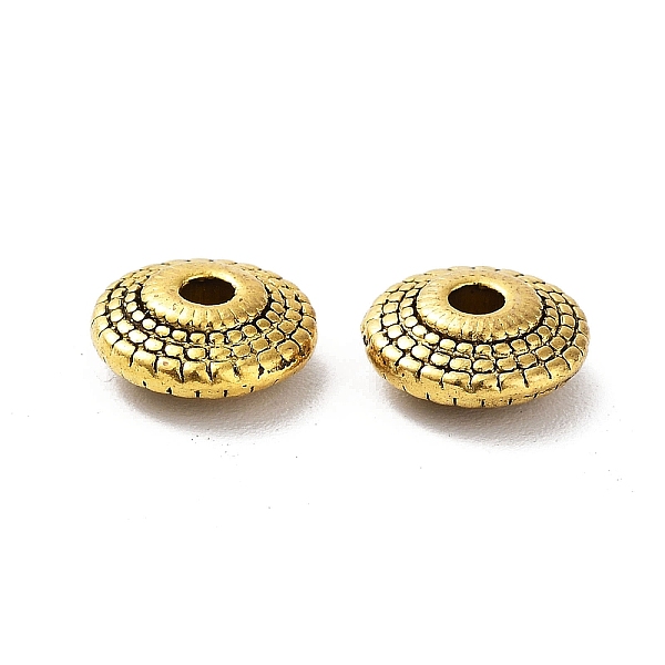 

PandaHall Tibetan Style Alloy Beads, Cadmium Free & Lead Free, Flat Round, Antique Golden, 8x3mm, Hole: 1.6mm, about 1818pcs/1000g Alloy...