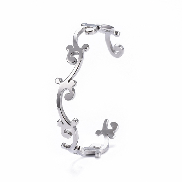 

PandaHall 304 Stainless Steel Cuff Bangles, Branch, Stainless Steel Color, 2-3/8 inchx1-7/8 inch(6x4.7cm) 304 Stainless Steel