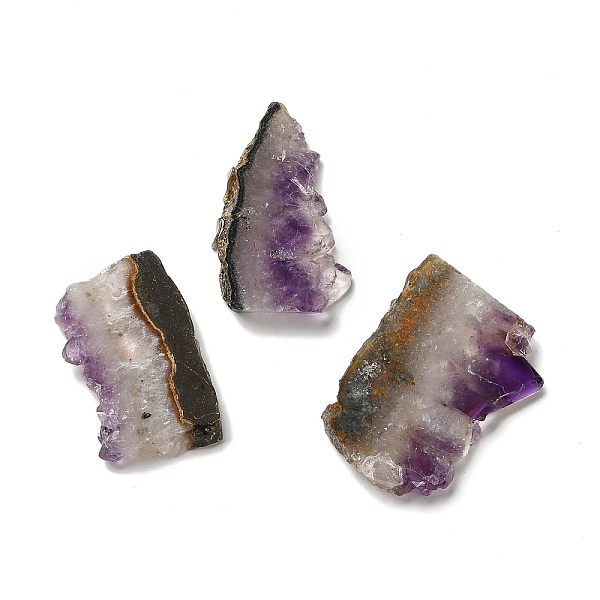 

PandaHall Natural Druzy Amethyst Slice Pendants, Nuggets Charms, 41~45.5x27~35x6~6.5mm, Hole: 2mm Amethyst Nuggets
