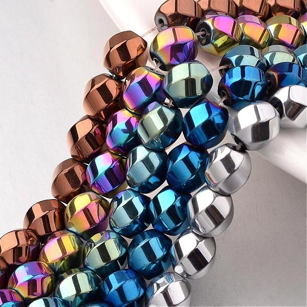 PandaHall Electroplate Non-magnetic Synthetic Hematite Beads Strands, Twisted Oval, Mixed Color, 8x7mm, Hole: 1mm, about 50pcs/strand, 15.7...