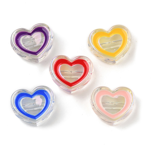 

PandaHall UV Plating Acrylic Beads, Iridescent, with Enamel, Heart, Mixed Color, 19.5x22.5x8mm, Hole: 2.8mm Acrylic Heart Multicolor