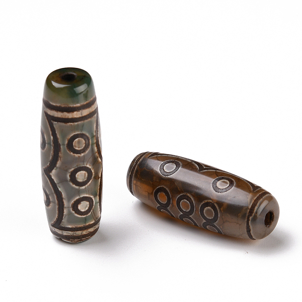

PandaHall Tibetan Style dZi Beads, Natural Agate Beads, Dyed & Heated, Oval, 13-Eye, 28.5~32x10~12.5mm, Hole: 1.5~3mm Tibetan Agate Oval