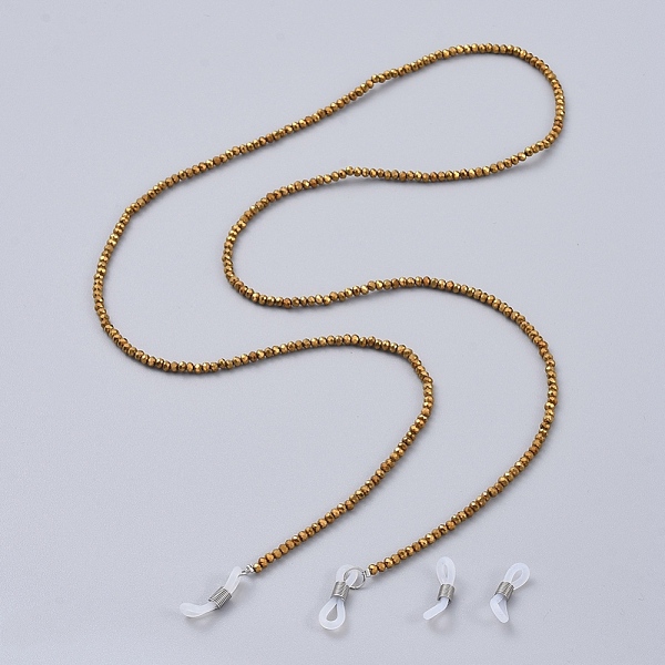 

PandaHall Eyeglasses Chains, Neck Strap for Eyeglasses, with Electroplate Glass Beads, Brass Crimp Beads and Rubber Loop Ends, Gold, 31.3...